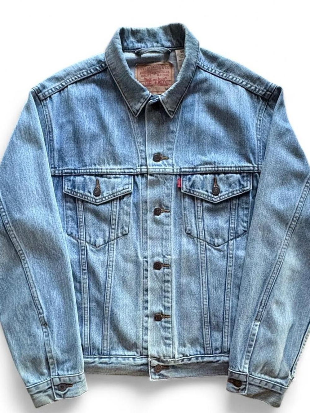 y2k Levi’s Trucker Type III Denim Jean Jacket 70507 Red Tab 23x26.5 Medium Faded